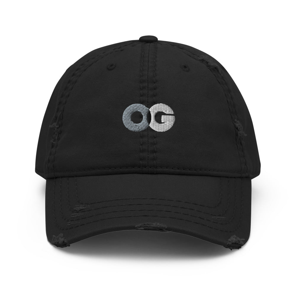 &quot;OG&quot; Distressed Dad Hat - iRep Clothings- Quality and Premium apparels that showcases actionable insights into the African-American history. Wordcloud insights into Iconic Black social justice speeches