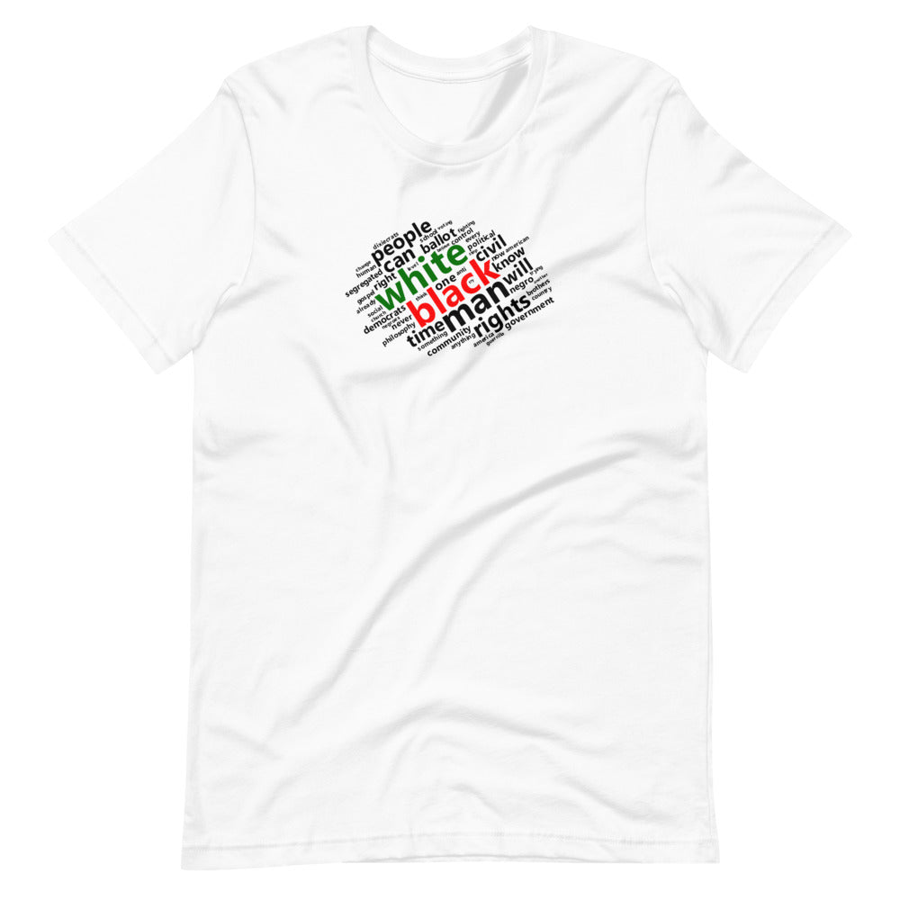 "The Ballot or The Bullet" Women's T-Shirt - iRep Clothings- Quality and Premium apparels that showcases actionable insights into the African-American history. Wordcloud insights into Iconic Black social justice speeches